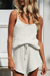 Mixiedress Solid U Neck Cami Top Drawstring Waist Shorts Knit Set