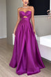 Mixiedress Strapless Lace-up High Slit Satin Maxi Party Dress