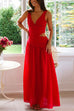 Mixiedress V Neck Sleeveless Cut Out Swing Maxi Dress