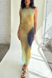 Mixiedress Sleeveless Gradient Tie Dye Bodycon Midi Dress