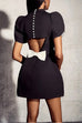 Mixiedress Mockneck Petal Sleeves Bow Knot Cut Out Mini Dress