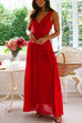 Mixiedress V Neck Sleeveless Cut Out Swing Maxi Dress