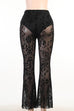 Mixiedress Elastic Waist Bell Bottomed Mesh Lace Pants