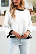 Mixiedress Crewneck Drop Shoulder Color Block Knit Sweater