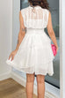 Mockneck Sleeveless Fitted Waist Ruffle Layered Mini Dress