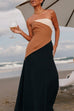 Mixiedress Strapless Color Block Pocketed Maxi Party Dress