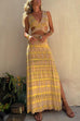 Mixiedress V Neck Cut Out Side Split Tie Dye Maxi Dress