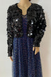 Mixiedress Open Front Cropped Sequin Jacket