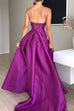 Mixiedress Strapless Lace-up High Slit Satin Maxi Party Dress