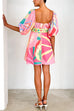 Mixiedress Puff Sleeves Backlesss Rio Print A-line Mini Dress