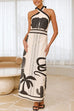 Mixiedress Palm Canyon Print Criss Cross Halter Maxi Dress