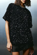 Mixiedress Round Neck Short Sleeves Glitter Sequin Top