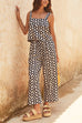 Mixiedress Ric Rac Print Square Neck Cami Top Drawstring Waist Wide Leg Pants Set