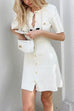 Mixiedress Short Sleeves Button Down Mini Knit Dress