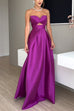 Mixiedress Strapless Lace-up High Slit Satin Maxi Party Dress