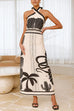 Mixiedress Palm Canyon Print Criss Cross Halter Maxi Dress