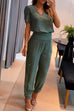 Mixiedress V Neck Short Sleeve Top High Waist Tapered Pants Set