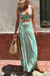 Mixiedress V Neck Sleeveless Cut Out Waist Side Slit Tie Dye Maxi Dress