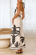 Mixiedress Palm Canyon Print Criss Cross Halter Maxi Dress