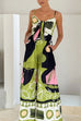 Mixiedress Tie Front Cut Out Wide Leg Printed Cami Jumpsuit