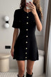 Mixiedress Short Sleeves Button Down Mini Knit Dress