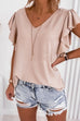 Mixiedress V Neck Flare Sleeve Solid Summer Top