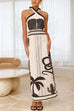 Mixiedress Palm Canyon Print Criss Cross Halter Maxi Dress