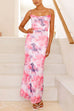 Mixiedress Lace-up Backless Floral Print Bodycon Maxi Cami Dress