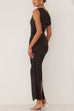 Mixiedress Asymmetric Shoulder Back Slit Waisted Maxi Dress