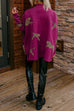 Mixiedress High Neck Side Slit Cheetah Pattern Sweater