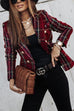 Mixiedress Double Breasted Open Front Plaid Blazer Jacket