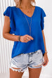 Mixiedress V Neck Flare Sleeve Solid Summer Top