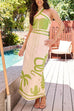 Mixiedress Palm Canyon Print Criss Cross Halter Maxi Dress