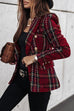 Mixiedress Double Breasted Open Front Plaid Blazer Jacket