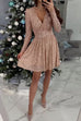 Mixiedress Wrap V Neck Waisted Sequin Mini Party Dress