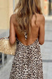 Mixiedress Halter Backless Leopard Ruffle Swing Maxi Dress