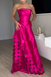 Mixiedress Strapless Waisted Polka Dot Applique Maxi Party Dress