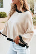 Mixiedress Crewneck Drop Shoulder Color Block Knit Sweater