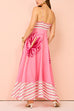 Mixiedress Backless Stripes Splice Floral Print Swing Maxi Cami Dress