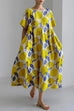 Mixiedress Printed Short Sleeves Pocketed A-line Midi Dress