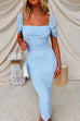 Mixiedress Off Shoulder Ruched Bodycon Maxi Party Dress