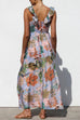 Mixiedress Sleeveless V Neck Floral Print Maxi Holiday Dress