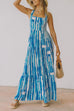 Mixiedress Square Collar Tiered Striped Maxi Cami Dress