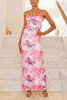 Mixiedress Lace-up Backless Floral Print Bodycon Maxi Cami Dress