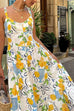 Mixiedress Button Down Printed A-line Ruffle Midi Sundress