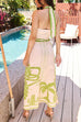 Mixiedress Palm Canyon Print Criss Cross Halter Maxi Dress