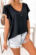 Mixiedress V Neck Flare Sleeve Solid Summer Top