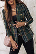 Mixiedress Double Breasted Open Front Plaid Blazer Jacket