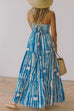 Mixiedress Square Collar Tiered Striped Maxi Cami Dress