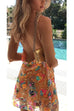 Chic Chain Strap Backless Sequin Floral Mini Cami Dress